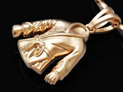 karate dress Kimono pendant Sculpture jewelry gold 3D print model