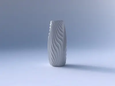Vase arc hexagon with wavy extruded lines 3 3D print model