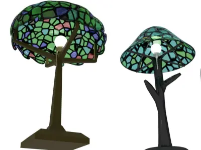 Tiffany Style 3D Lamp 5 Pack Low-poly 3D model