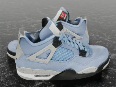 NIKE AIR JORDAN 4 RETRO UNIVERSITY BLUE 3D SHOES Low-poly 3D model