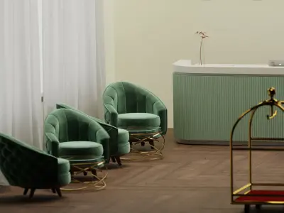 Hotel reception interior 3D model