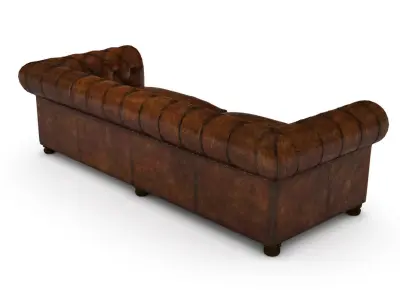 Sofa 04 - Vintage Leather Chesterfield sofa 3D model