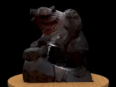 Wood carving bear figure  3D model