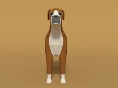 Low Poly Cartoon Boxer Dog Low-poly 3D model