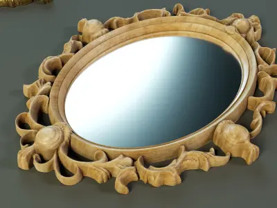 Oval Mirror Frame PBR Low-poly 3D model