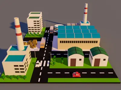 Low Poly factory- Low Poly Assets Low-poly 3D model Low-poly 3D model