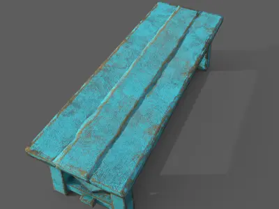 wooden painted  table  Low-poly 3D model