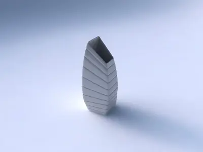 Vase bent rectangle with smooth horizontal dents 3D print model