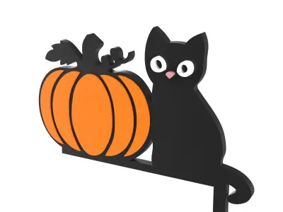 Halloween Door Corner Decor - Cat Pumpkin Shaped 3D print model
