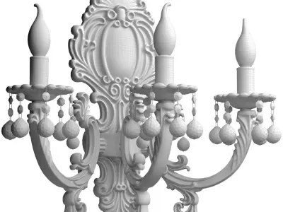 Golden sconce in classic style Decorative Crystal wall lamp 3D model