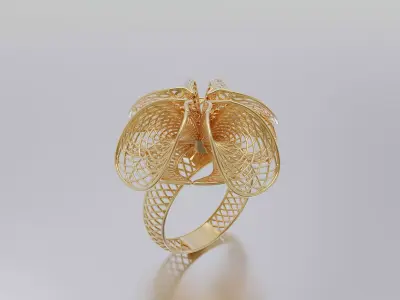 woman ring 3D print model 10