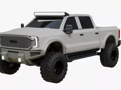 Current White 4X4 Truck Low-poly 3D model
