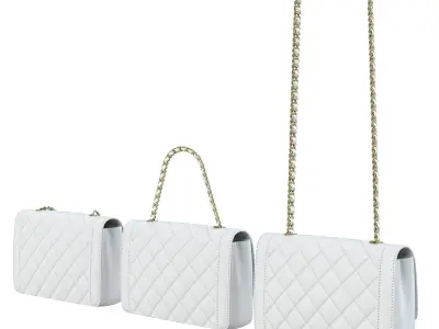 Vintage Medium Diana Flap Bag White Low-poly 3D model