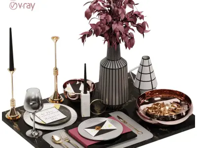 Luxury Model Room Tableware Set-9 3D model