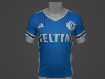 Schalke 04 Football Jersey T-Shirt - Soccer Kit Low-poly 3D model