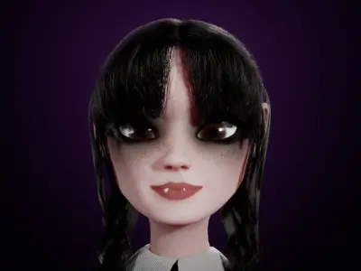 Game-Ready Stylized 3D Character Wednesday Addams Low-poly 3D model