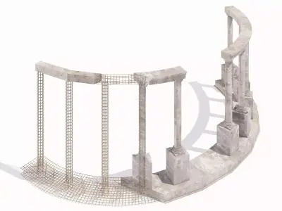 Details of strengthening scheme of the concrete arch Low-poly 3D model