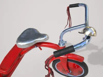 Tricycle Red  Zbrush Model 3D model