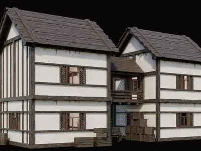 Medieval Village Pack 6 - 4 Assets - 4K Textures Game Ready Low-poly 3D model