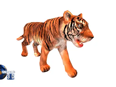  Tiger rigged Animated Lowpoly 3d model Low-poly 3D model