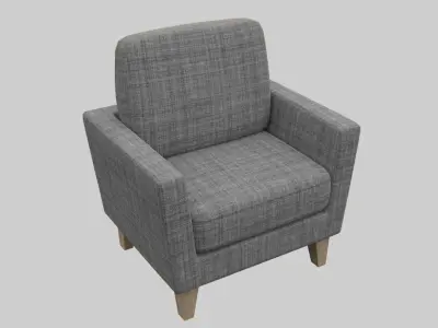 Sofa-grey pattern fabric  Low-poly 3D model