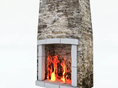 Old Stone Fireplace Low-poly 3D model