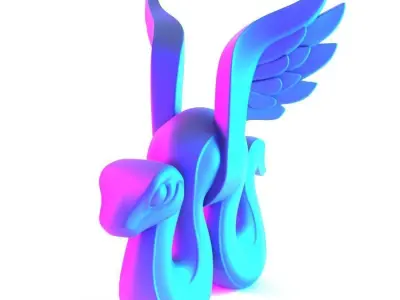 Winged Snake Spectra Viper Minimalist Ornament Decoration toy 3D print model