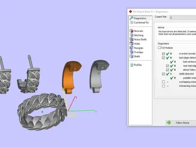 Cuban Ring and Earrings 3D print model