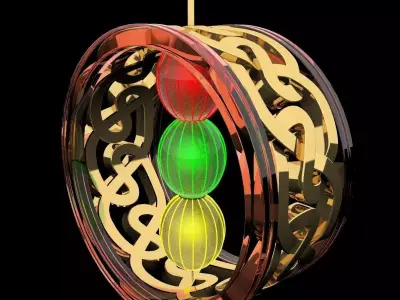 Chinese red lantern 3D model 15