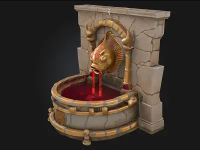 Enchanted Stone Fountain  Whispering Waters of Magic 3D model