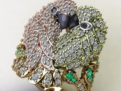 parrot couple Ring 3D print model