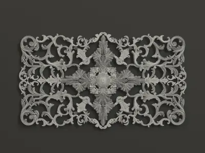Rosette 6 ornately carved wooden plaque 3D model