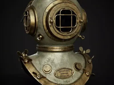 Diver Helmet Low-poly 3D model