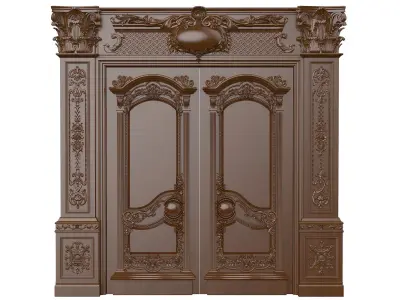 Royal style gold plated classic door C 3D model