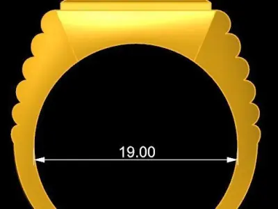 Square Signet Gemstone Ring for Men 339 3D print model