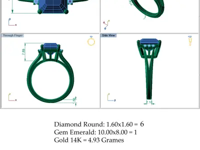 Princess Sid Stone Diamond Ring 3D print model