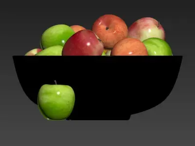 apples in glass bowl 3D model