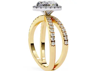 Classic Crisscross Oval diamond halo setting eternity ring  3D print model