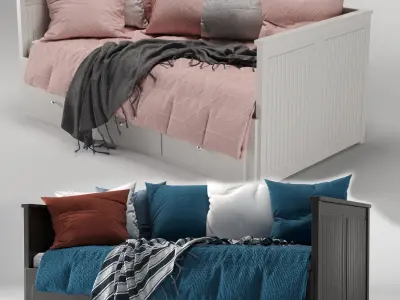 Hemnes daybed with bedding 3D model