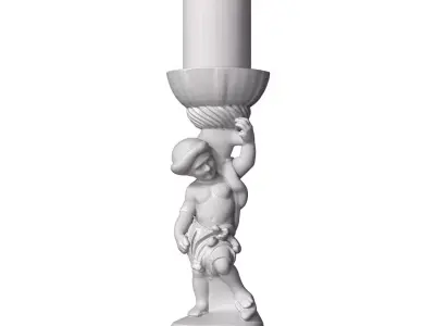 Classic Marble Candlestick Sculpture Candle Holder 3D model