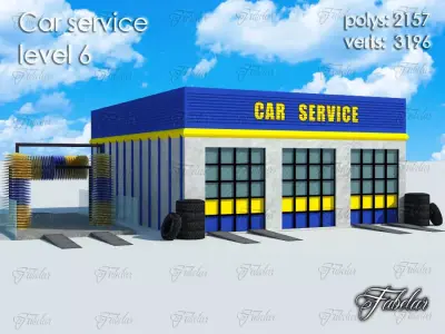 Car service level Low-poly 3D model