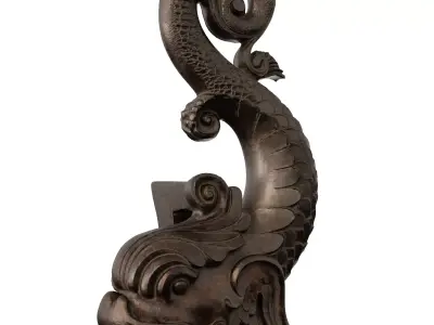 Antique Asian Dragon Ornament - Mythical Architectural Decor Low-poly 3D model