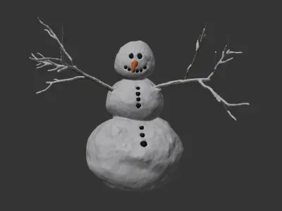 Snowman Low-poly 3D model