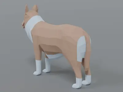 Low Poly Cartoon Rough Collie Dog Low-poly 3D model