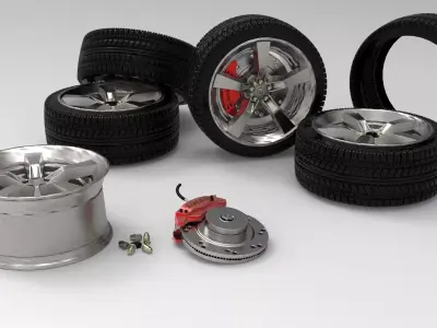 tire car and disc brake 3D model