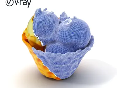 Ice Cream Waffle Cone Model Pack with Edible Flowers Low-poly 3D model