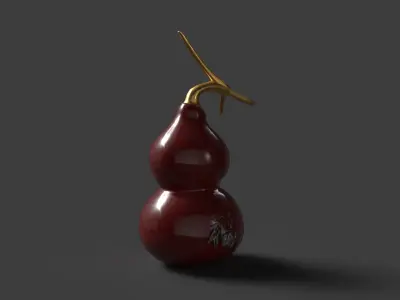 Chinese red gourd  Low-poly 3D model