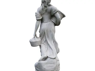 Garden sculpture Antique girl with baskets Low-poly 3D model