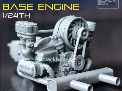 Flat Four BASE ENGINE 1-24th for modelkits and diecast 3D print model