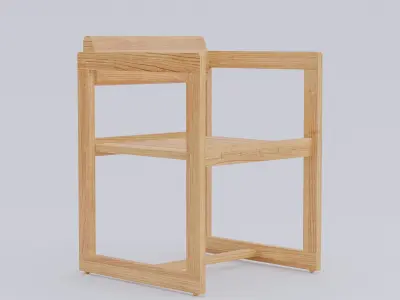 Wooden scandinavian dining chairs Low-poly 3D model